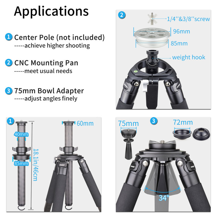 Carbon Fiber Heavy Duty Tripod INNOREL RT90C