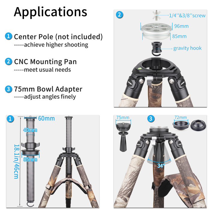 Carbon Fiber Heavy Duty Tripod INNOREL RT90CM