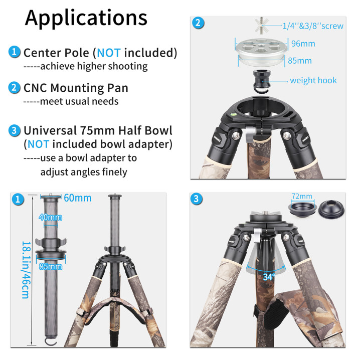 Carbon Fiber Heavy Duty Tripod INNOREL RT90CM