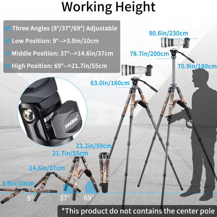 Carbon Fiber Heavy Duty Tripod INNOREL RT90CM