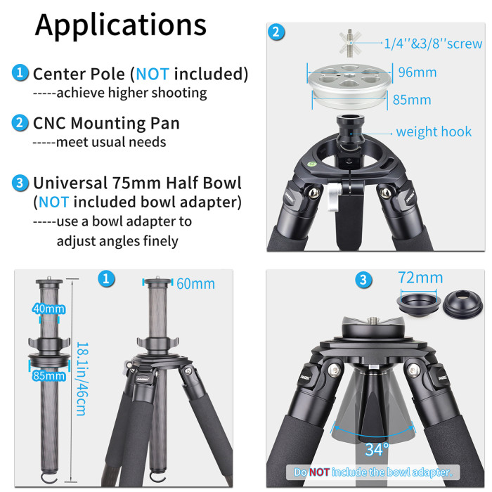 Carbon Fiber Heavy Duty Tripod INNOREL RT90C