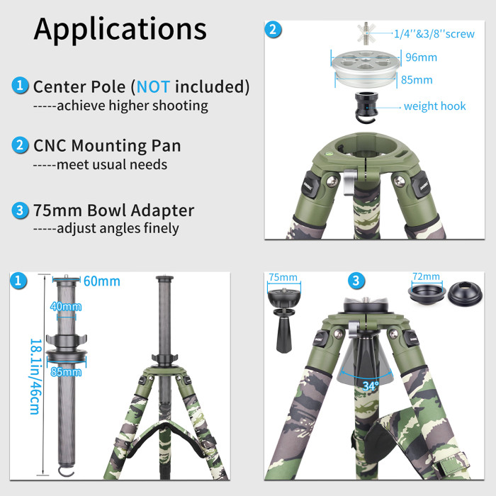 Carbon Fiber Heavy Duty Tripod INNOREL RT90CG