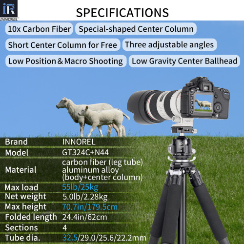 Carbon Fiber Tripod with Special-Shaped Column GT324C