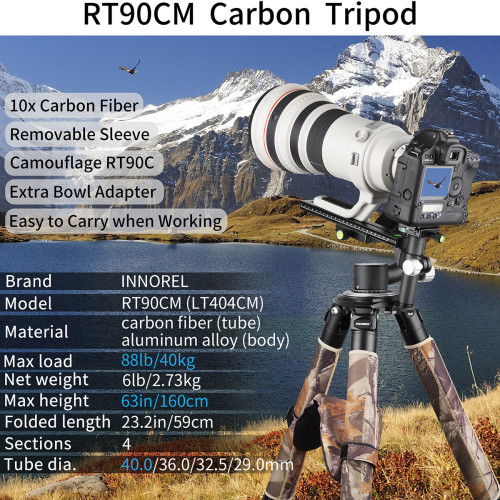 Carbon Fiber Heavy Duty Tripod INNOREL RT90CM
