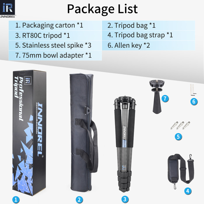 Carbon Fiber Camera Tripod INNOREL RT80C