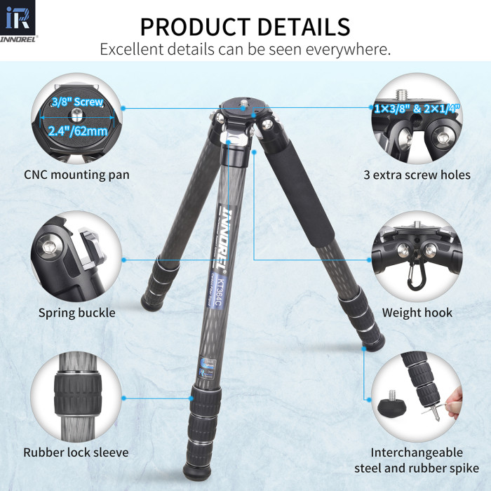 Carbon Fiber Camera Tripod 36mm Tube INNOREL KT364C
