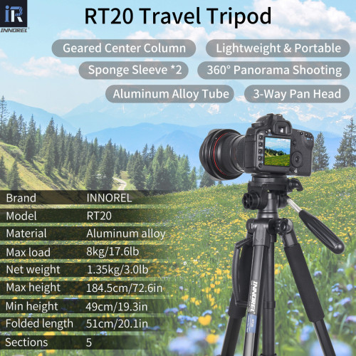 Travel Aluminum Camera Tripod INNOREL RT20