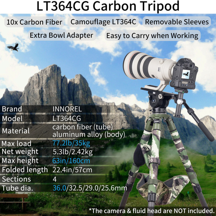 Carbon Fiber Heavy Duty Tripod INNOREL LT364CG