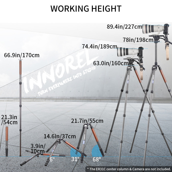 Carbon Fiber Cowhide Sleeve Tripod INNOREL ST344C