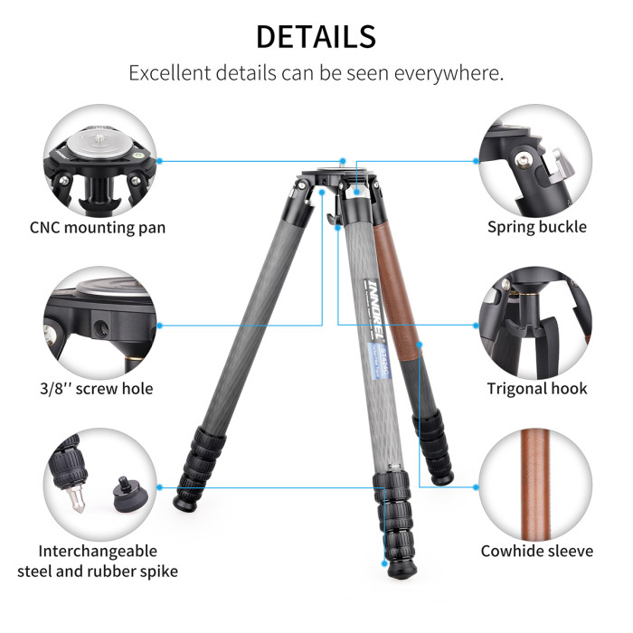 Carbon Fiber Cowhide Sleeve Tripod INNOREL ST424C