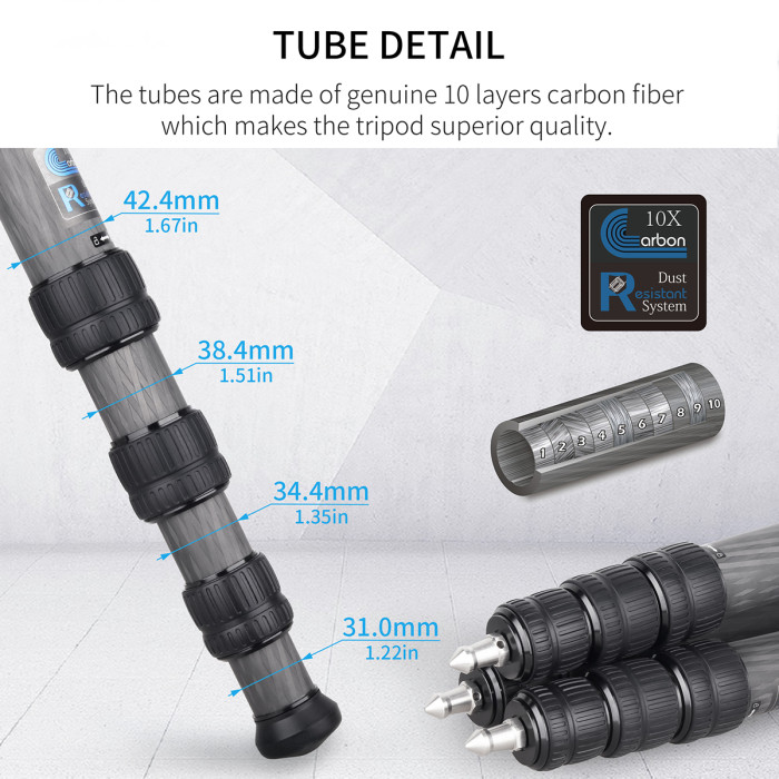 Carbon Fiber Cowhide Sleeve Tripod INNOREL ST424C