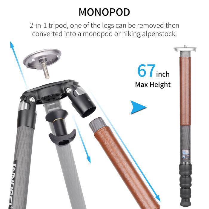 Carbon Fiber Cowhide Sleeve Tripod INNOREL ST344C