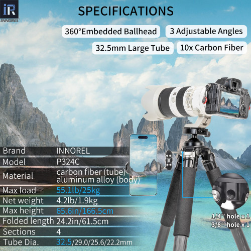 Carbon Fiber Tripod for Hunting INNOREL P324C
