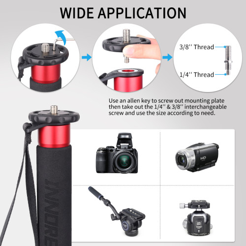 Aluminum Alloy Portable Lightweight Camera Monopod INNOREL VM60A/VM80A
