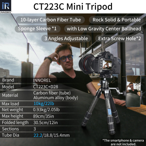 INNOREL 10-Layer Carbon Fiber Mini Tripod CT223C