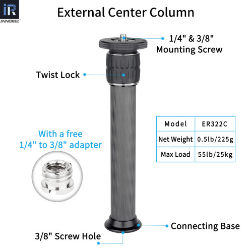 Universal 10 Layers Carbon Fiber Tripod Center Column INNOREL ER252C/ER282C/ER322C