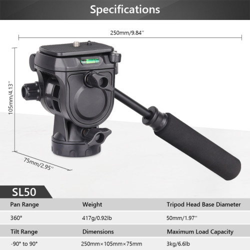 INNOREL SL50 Video Fluid Tripod Head Max Load 3kg