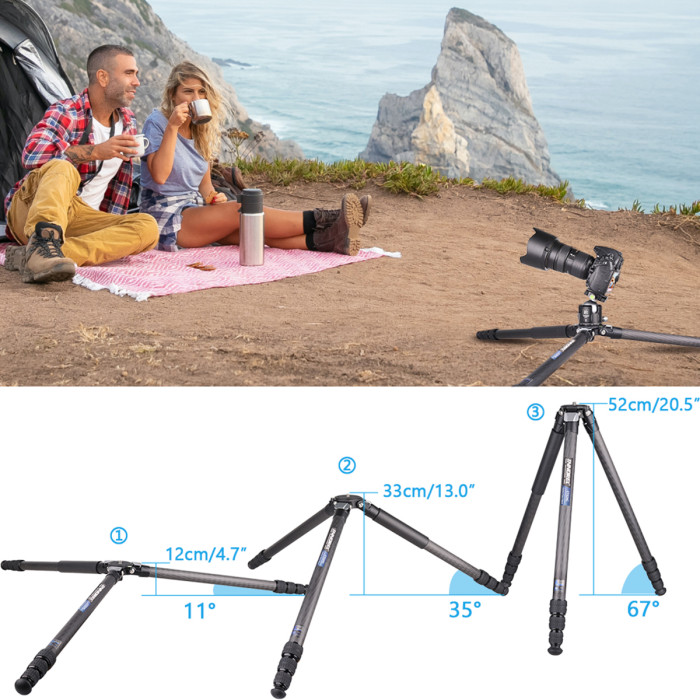 Compact Carbon Fiber Tripod with Stone Bag INNOREL CT324C
