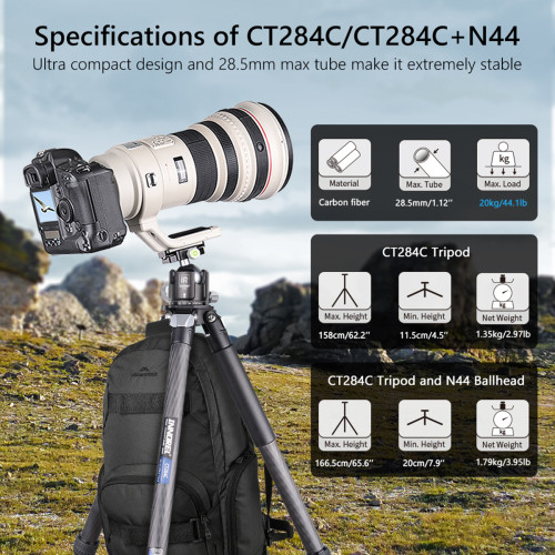 INNOREL CT284C Compact Carbon Fiber Tripod with Stone Bag