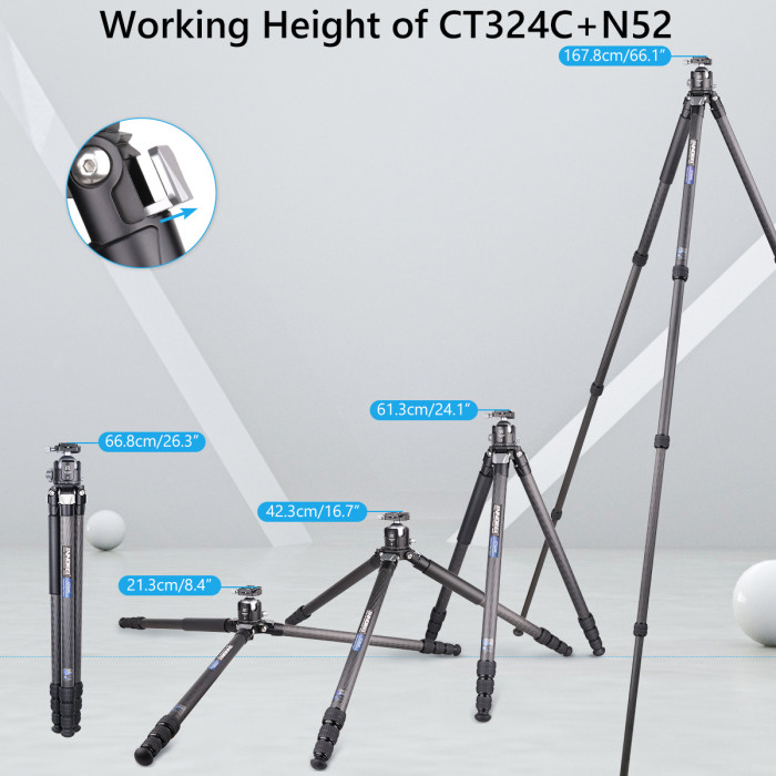 Compact Carbon Fiber Tripod with Stone Bag INNOREL CT324C