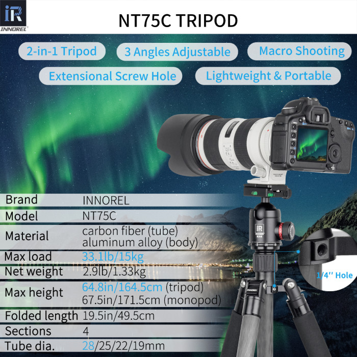 Carbon Fiber Tripod INNOREL NT75C