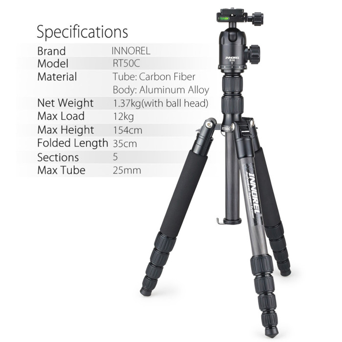 Carbon Fiber tripod monopod INNOREL RT50C