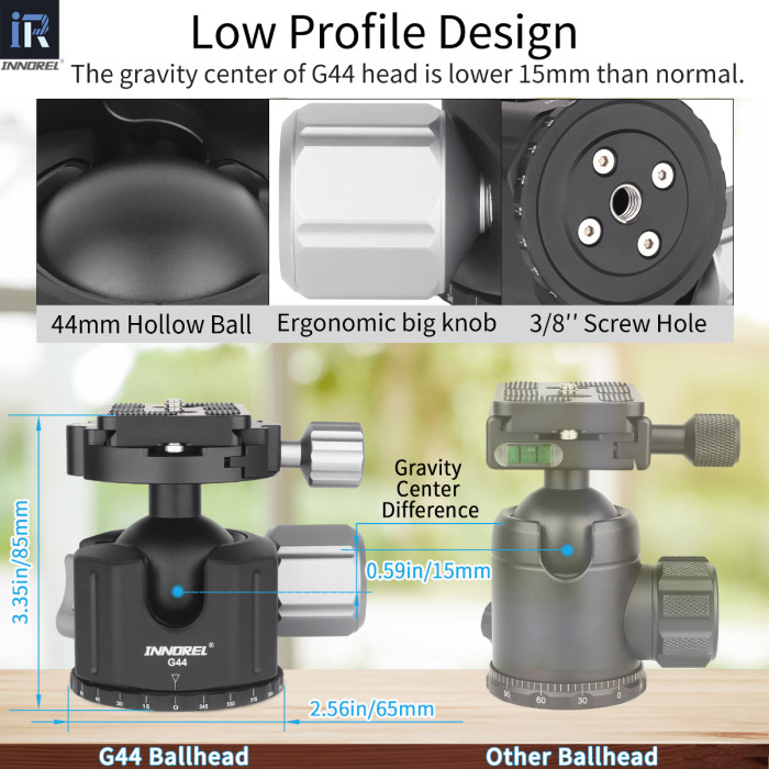 G54/G44/G36 Low Center Gravity Panoramic Ball Head