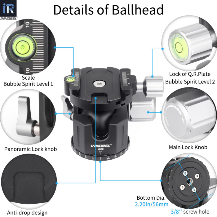 G54/G44/G36 Low Center Gravity Panoramic Ball Head