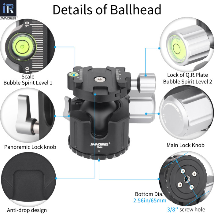 G54/G44/G36 Low Center Gravity Panoramic Ball Head