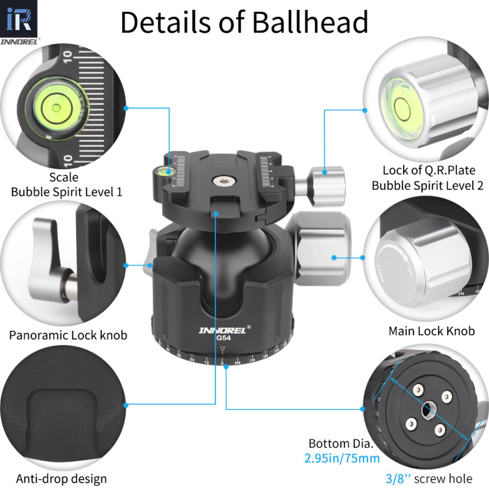 G54/G44/G36 Low Center Gravity Panoramic Ball Head
