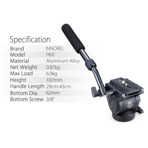 INNOREL H60 Panoramic Tripod Head Hydraulic Fluid Video Head