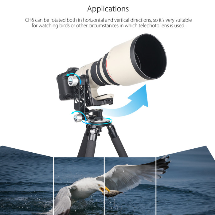 CH6 Professional Gimbal Head Cantilever Tripod Head
