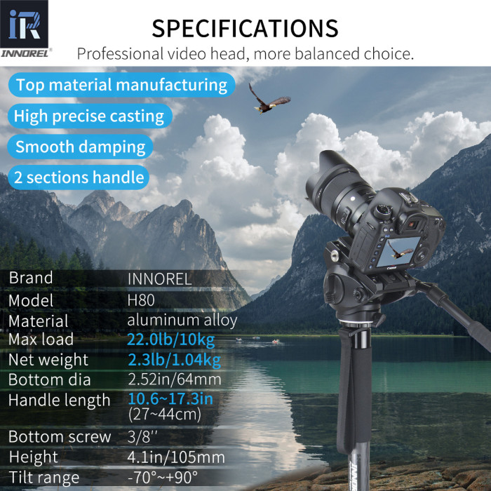 INNOREL H80 Video Fluid Head Hydraulic Damping