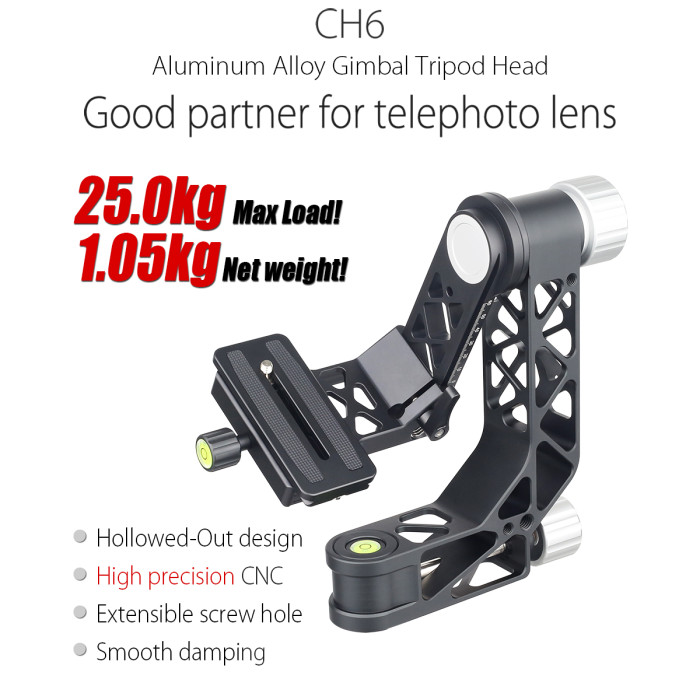 CH6 Professional Gimbal Head Cantilever Tripod Head