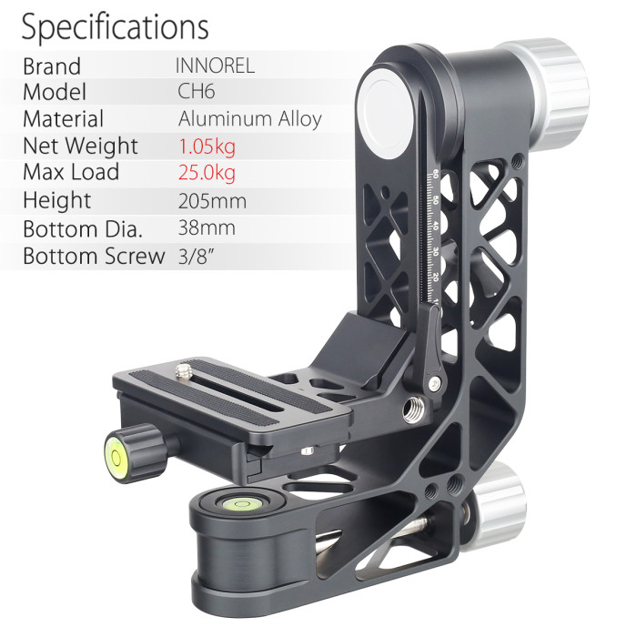 CH6 Professional Gimbal Head Cantilever Tripod Head