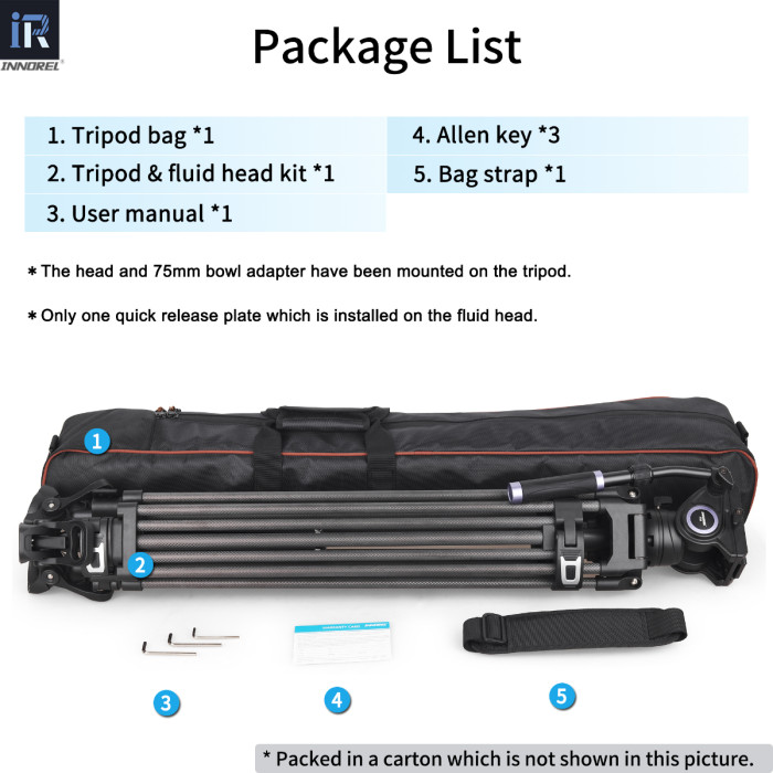 VF80C Professional Carbon Fiber Video Tripod