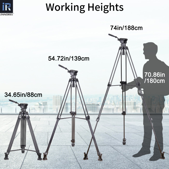 INNOREL VF80 Professional Heavy Video Aluminum Tripod