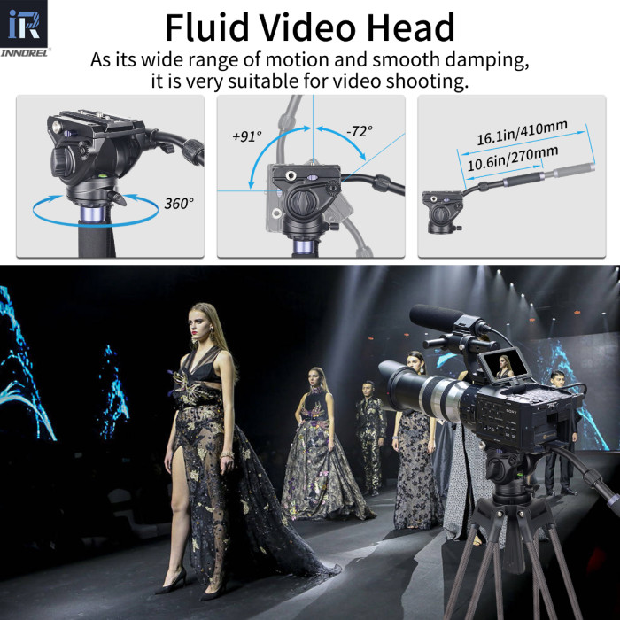 VF80C Professional Carbon Fiber Video Tripod