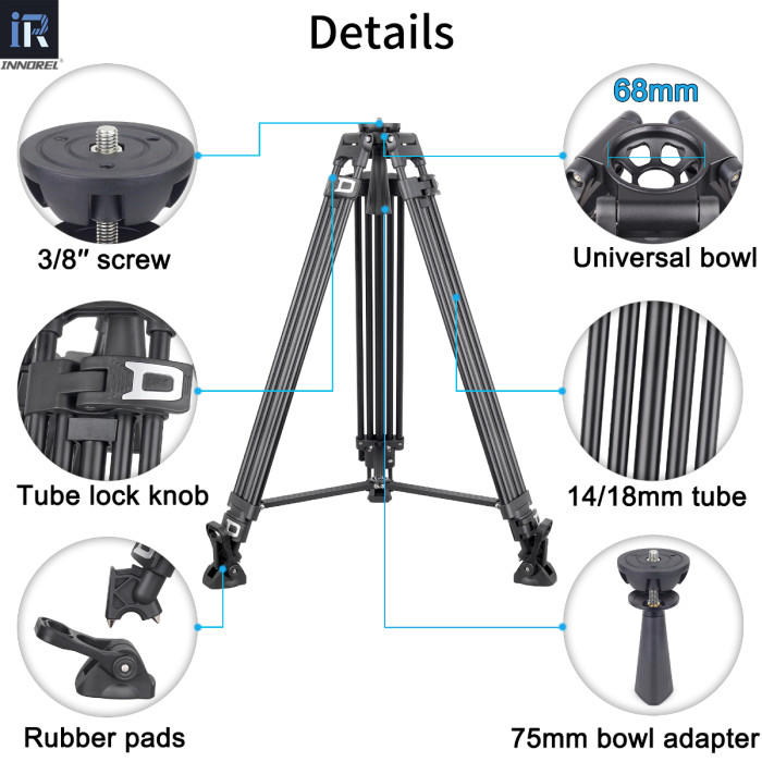 INNOREL VF80 Professional Heavy Video Aluminum Tripod