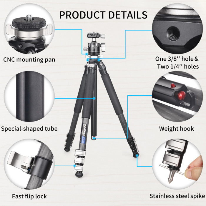  Professional Compact Portable Carbon Fiber Tripod INNOREL GT254CF 