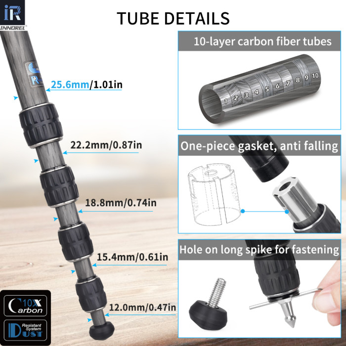  Professional Compact Carbon Fiber Camera Tripod INNOREL GT255C