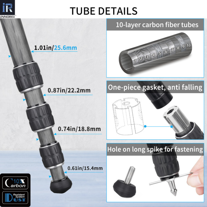 Portable Carbon Fiber Camera Tripod INNOREL GT254C 