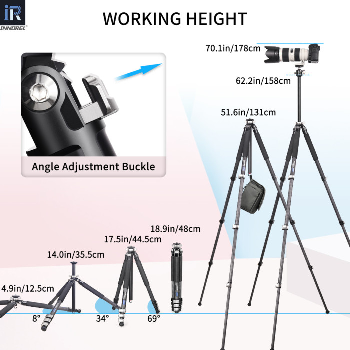  Professional Compact Portable Carbon Fiber Tripod INNOREL GT254CF 
