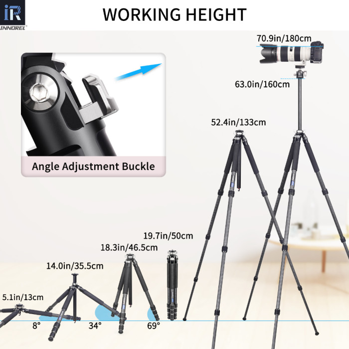 Portable Carbon Fiber Camera Tripod INNOREL GT254C 