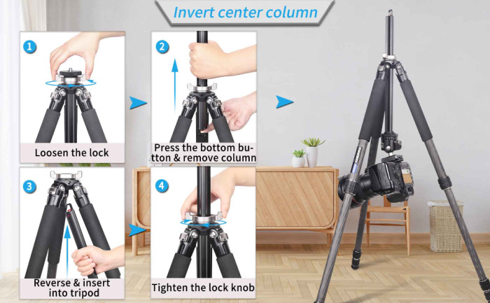 Portable Carbon Fiber Camera Tripod INNOREL GT254C 