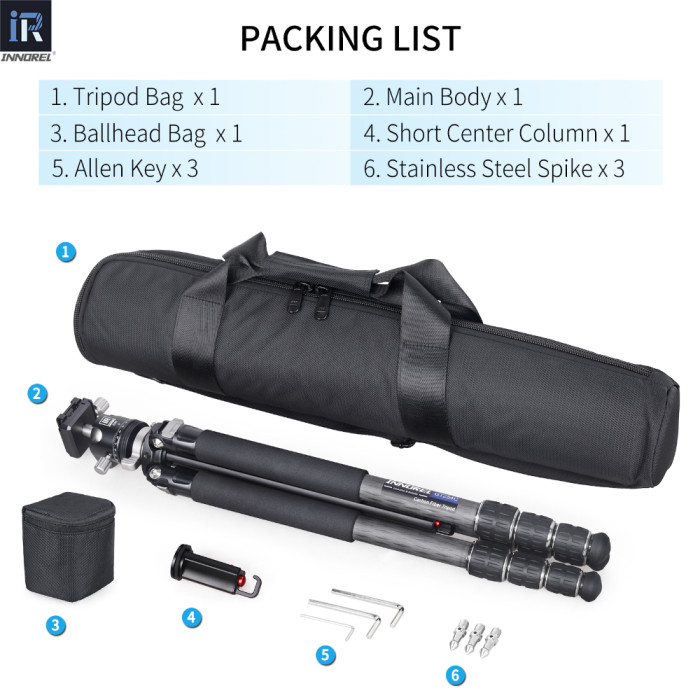 Portable Carbon Fiber Camera Tripod INNOREL GT254C 