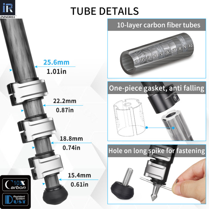  Professional Compact Portable Carbon Fiber Tripod INNOREL GT254CF 
