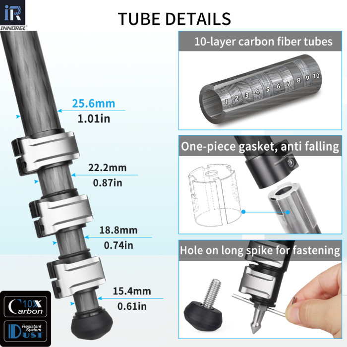  Professional Compact Portable Carbon Fiber Tripod INNOREL GT254CF 