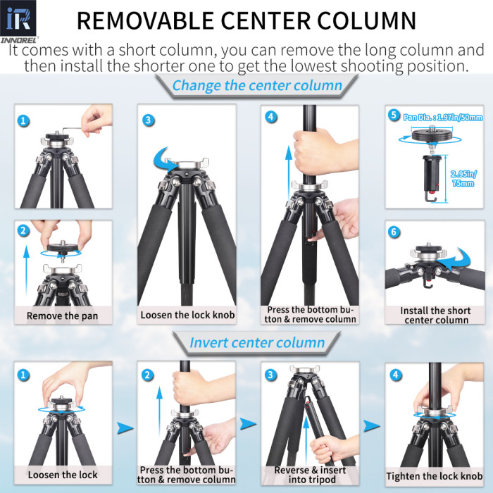  Professional Compact Carbon Fiber Camera Tripod INNOREL GT255C