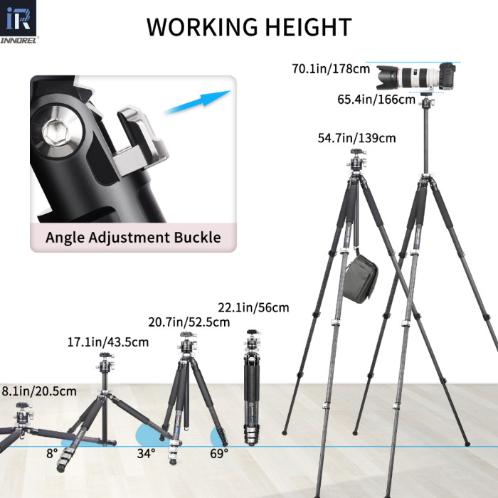  Professional Compact Portable Carbon Fiber Tripod INNOREL GT254CF 